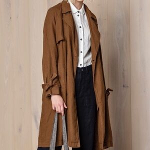 LinenID Studio Checked Print Linen Coat